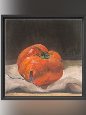 Orange Tomato Still Life Oil Painting - Canvas Art